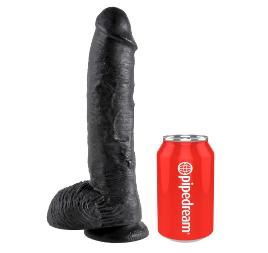 King Cock - Realistyczne Dildo Z Żołędziem Jądrami I Żyłkami 25 CM Czarny